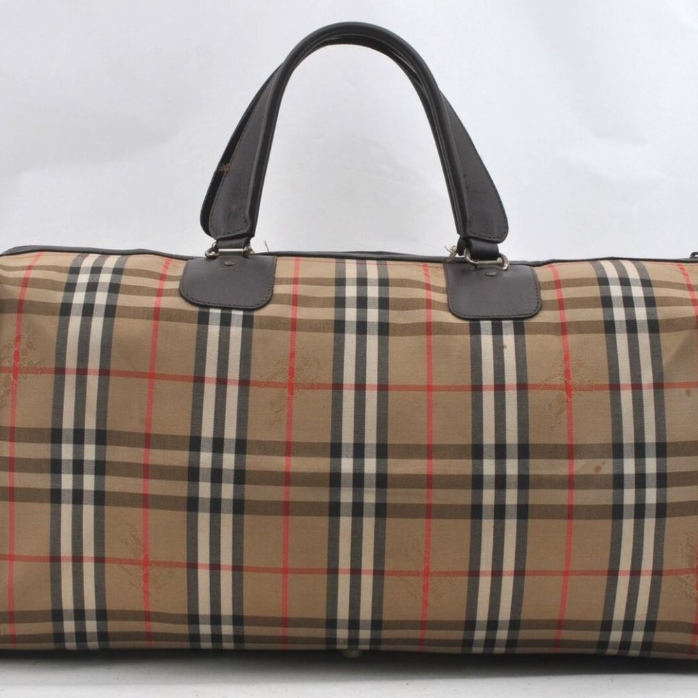 Auth Burberrys Nova Check Pattern Travel Boston Ba - Picture 3 of 12